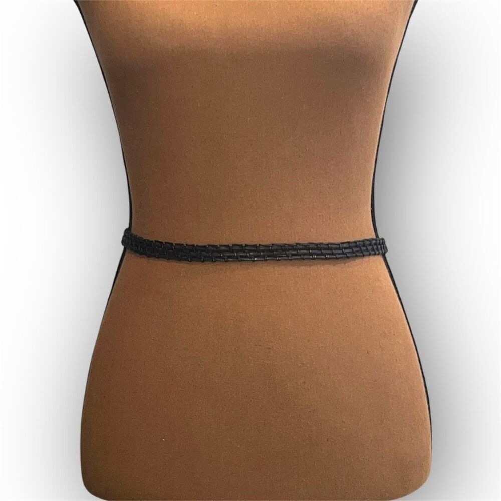 Vintage Leather & Silver Hardware Skinny Y2K Style Woven Belt Women’s Small